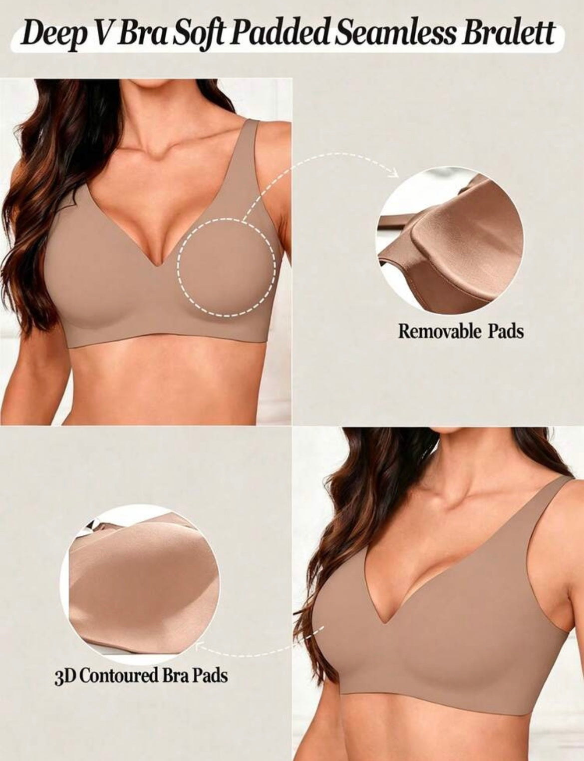 Seamless v neck bra