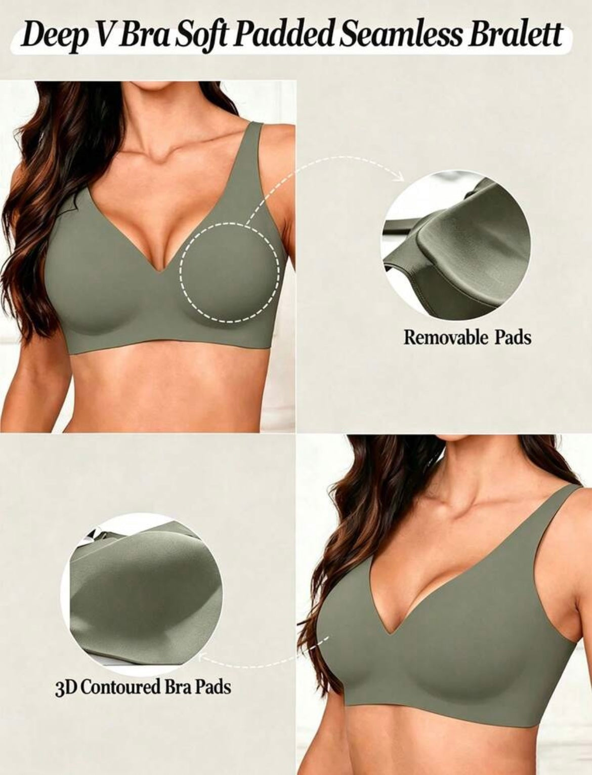 Seamless v neck bra